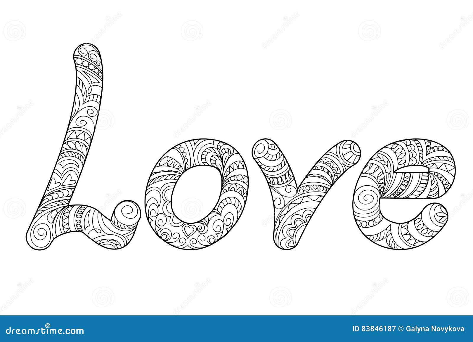 Black Word Love in Zen Style Stock Vector - Illustration of doodle ...