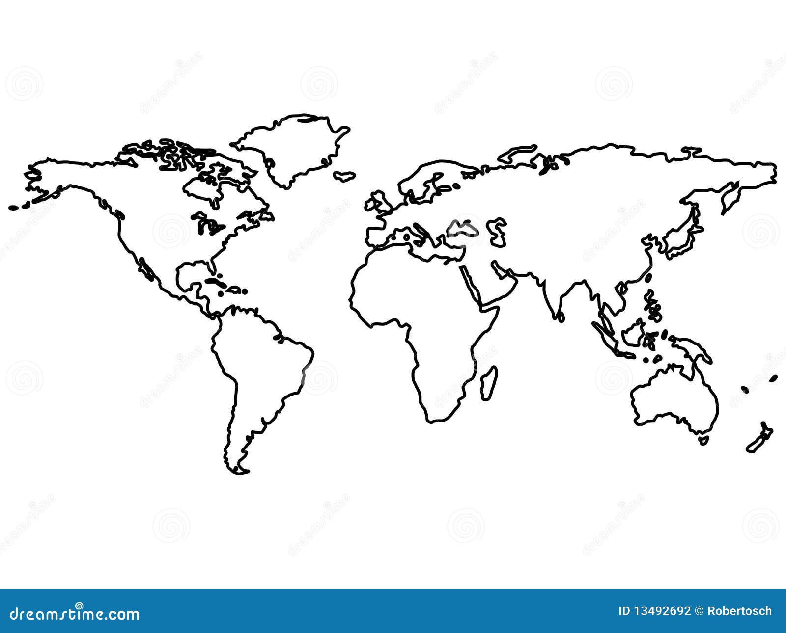 Black World Map Outlines Isolated On White Stock Vector - Illustration ...