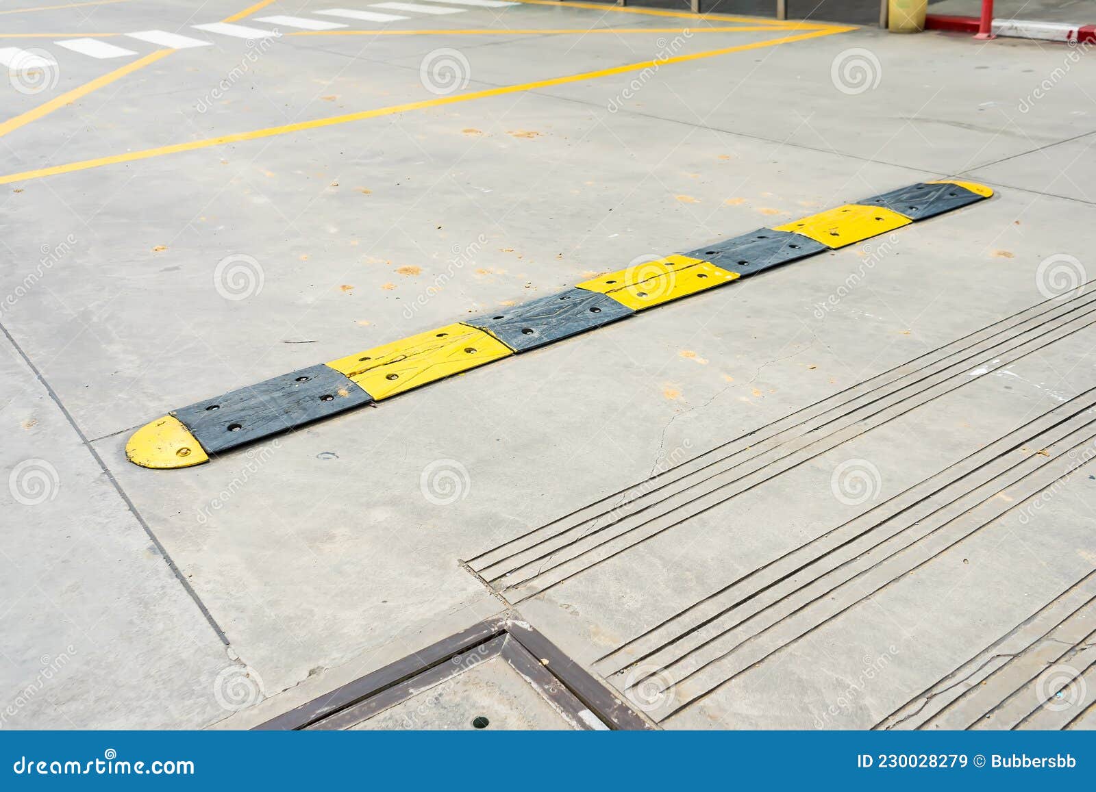 Black And Yellow Bright Speed Bumps On The Road Stock Image Image Of