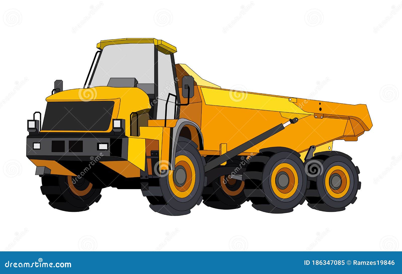 Black And Yellow Construction Dump Truck. Industrial Machinery And Equipment. Isolated Vector On White Stock Vector - Illustration of contractor, forklift: 186347085