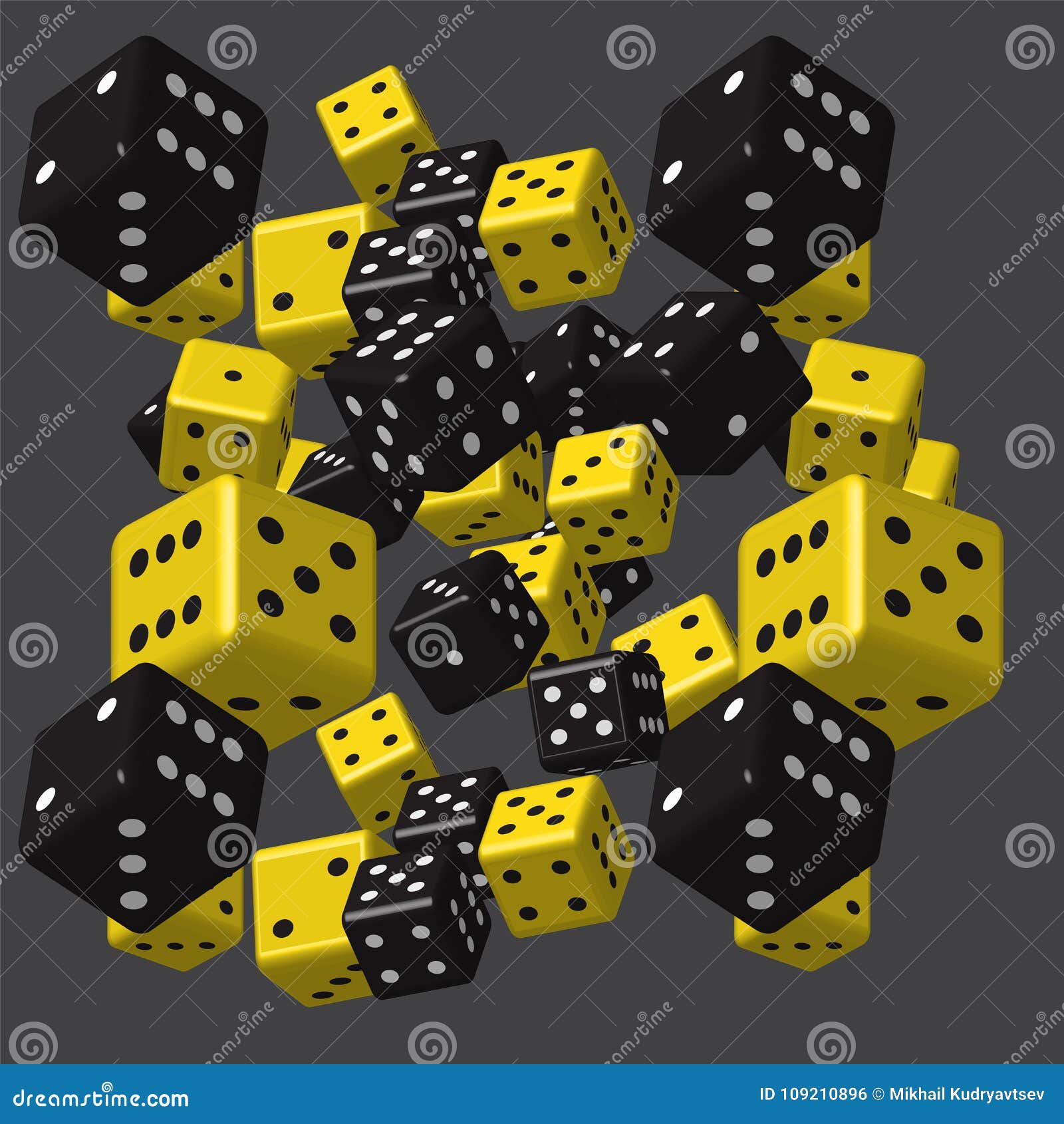 Black Yellow Dice Pattern stock vector. Illustration of isolated