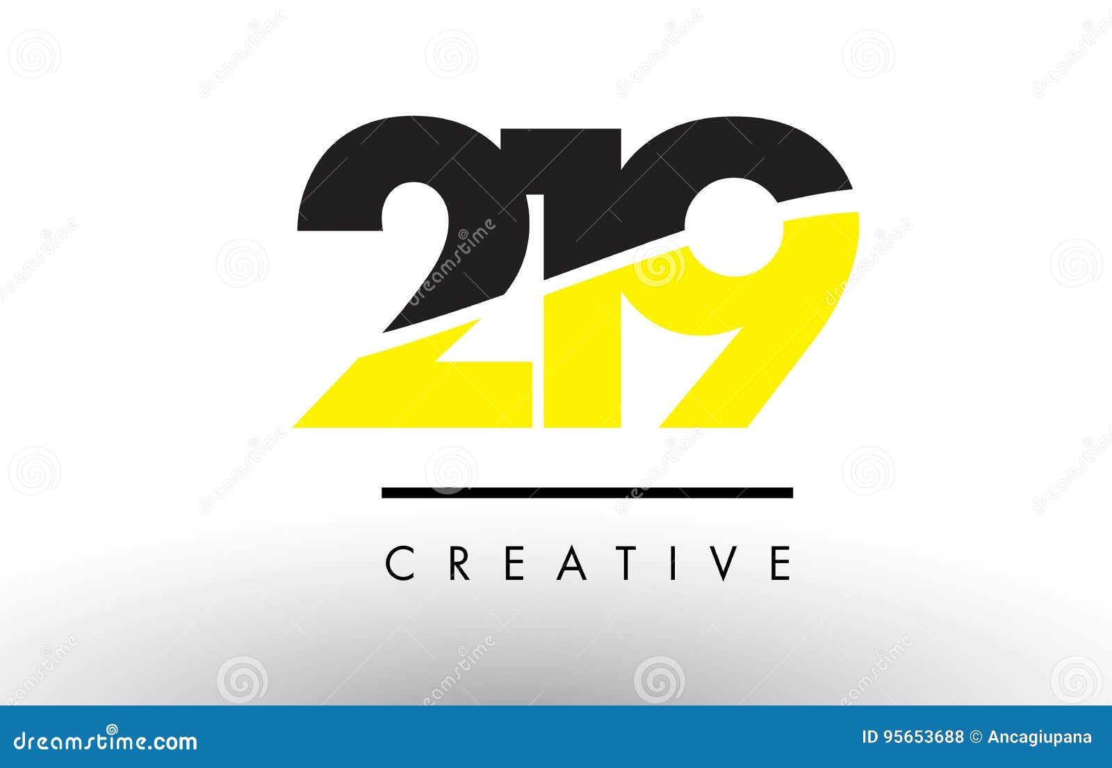 219 Black and Yellow Number Logo Design. Stock Vector Illustration of