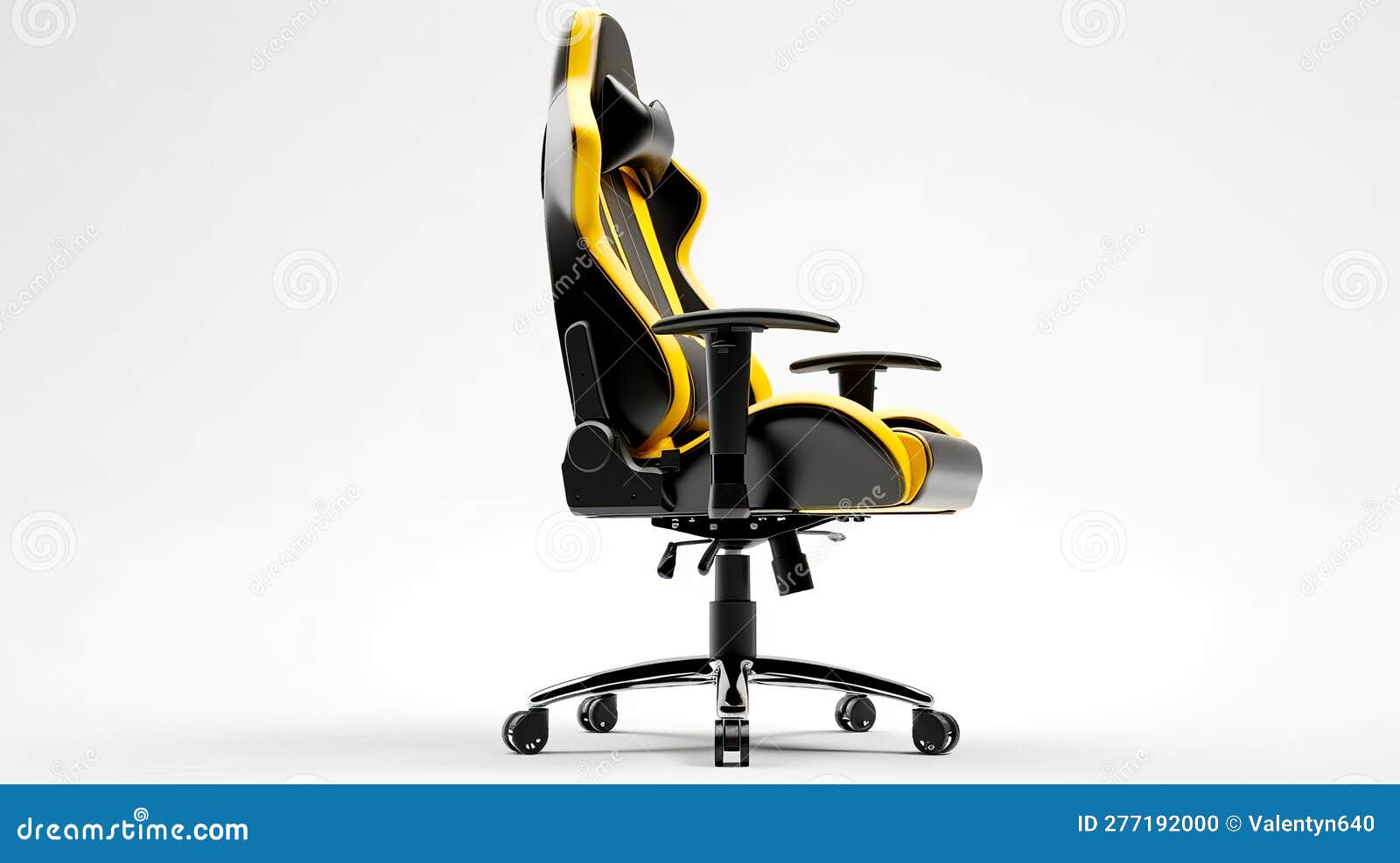 Black and Yellow Office Chair Sitting on Top of Black Chair with Wheels