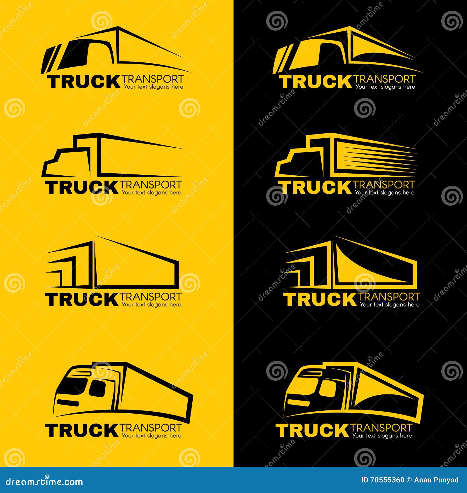black and yellow truck transport logo  