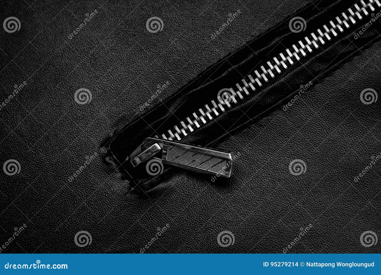 Black Zipper and Leather Texture Background. Stock Photo Image of