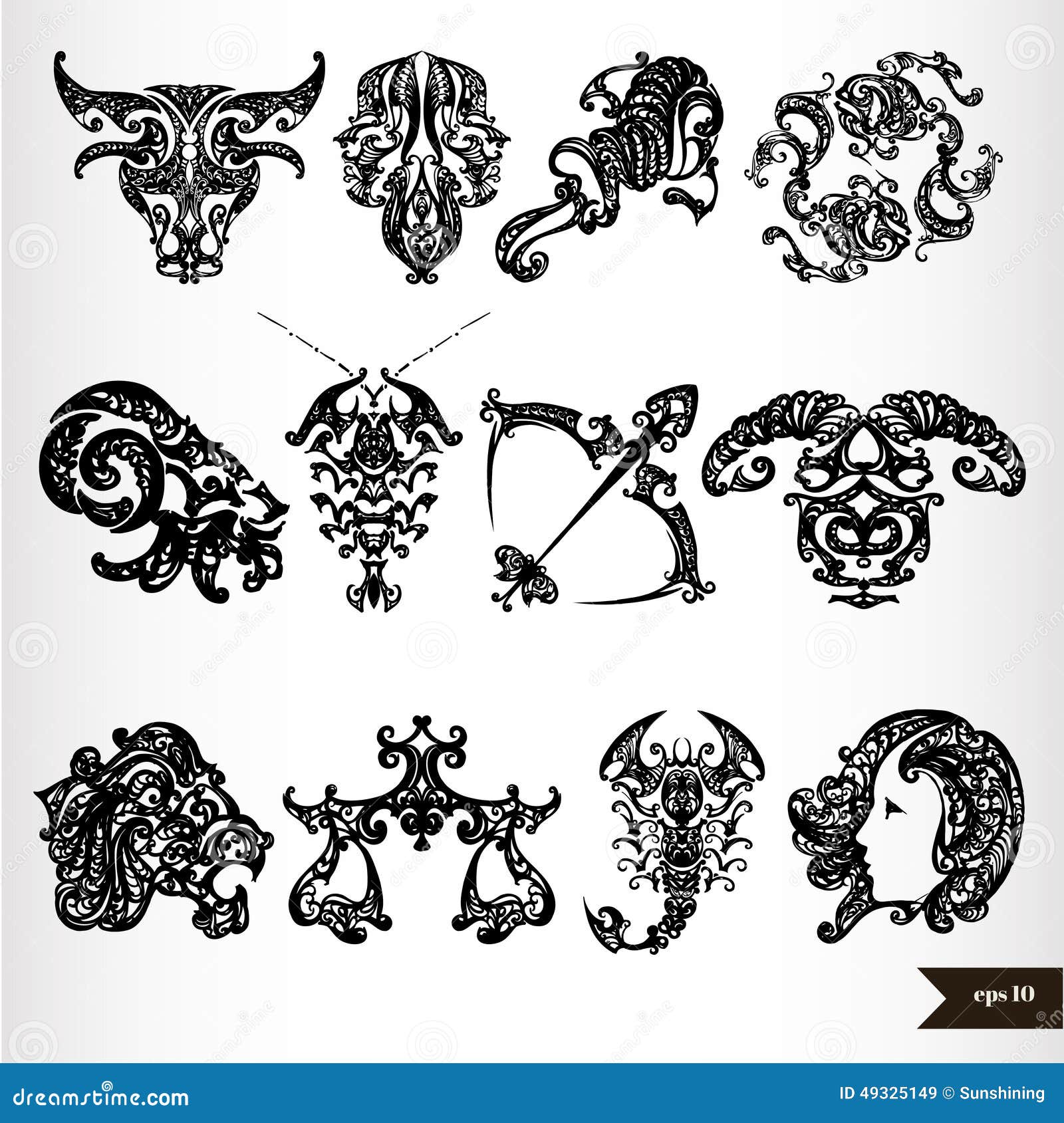 Black Zodiac Symbols 41