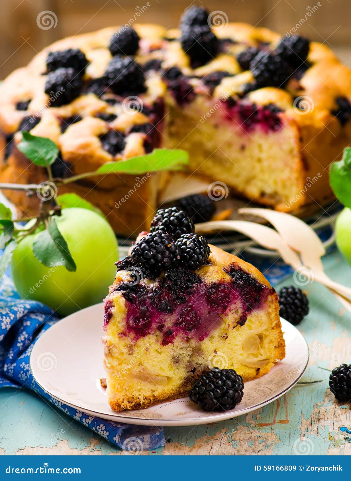 Blackberry and apples pie stock image. Image of slice - 59166809