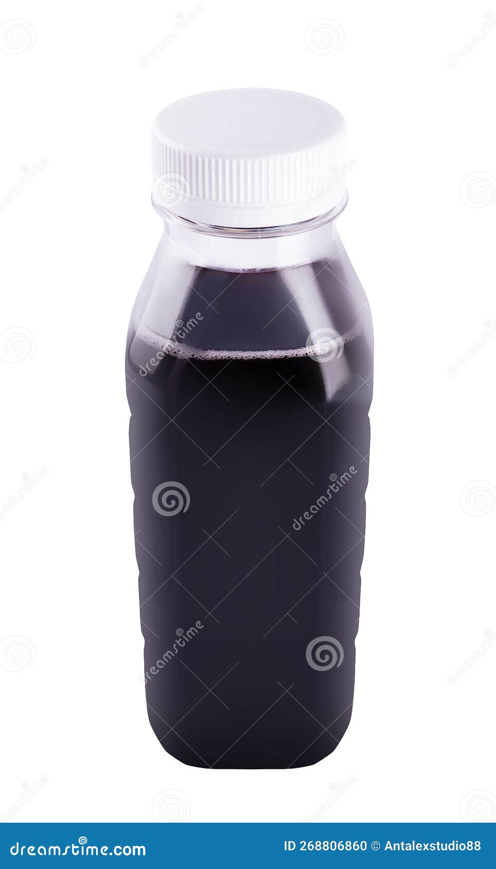 Blackberry and Blueberry Detox Juice in Plastic Bottle Stock Photo