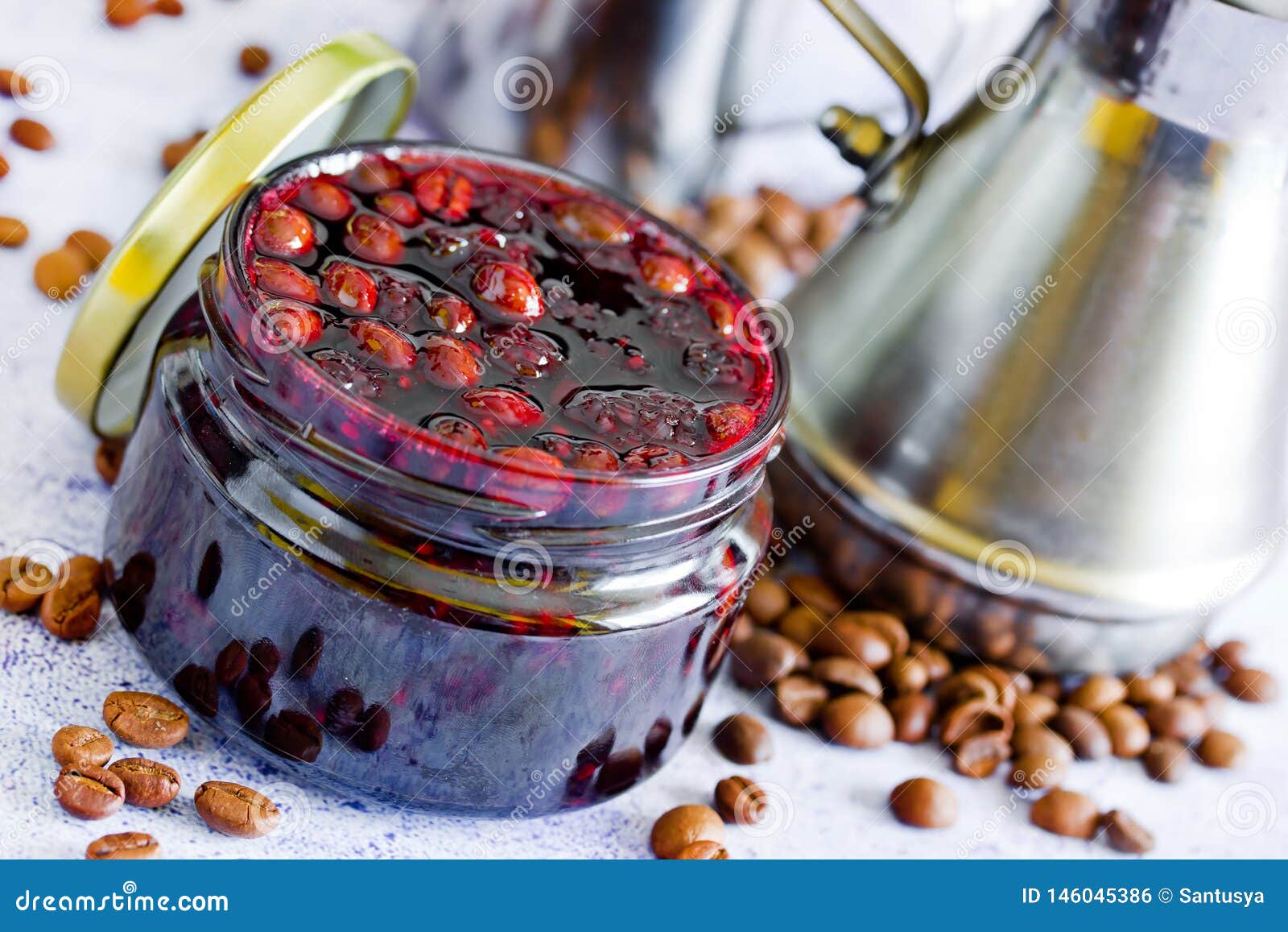 Blackberry coffee bean jam stock photo. Image of unusual 146045386