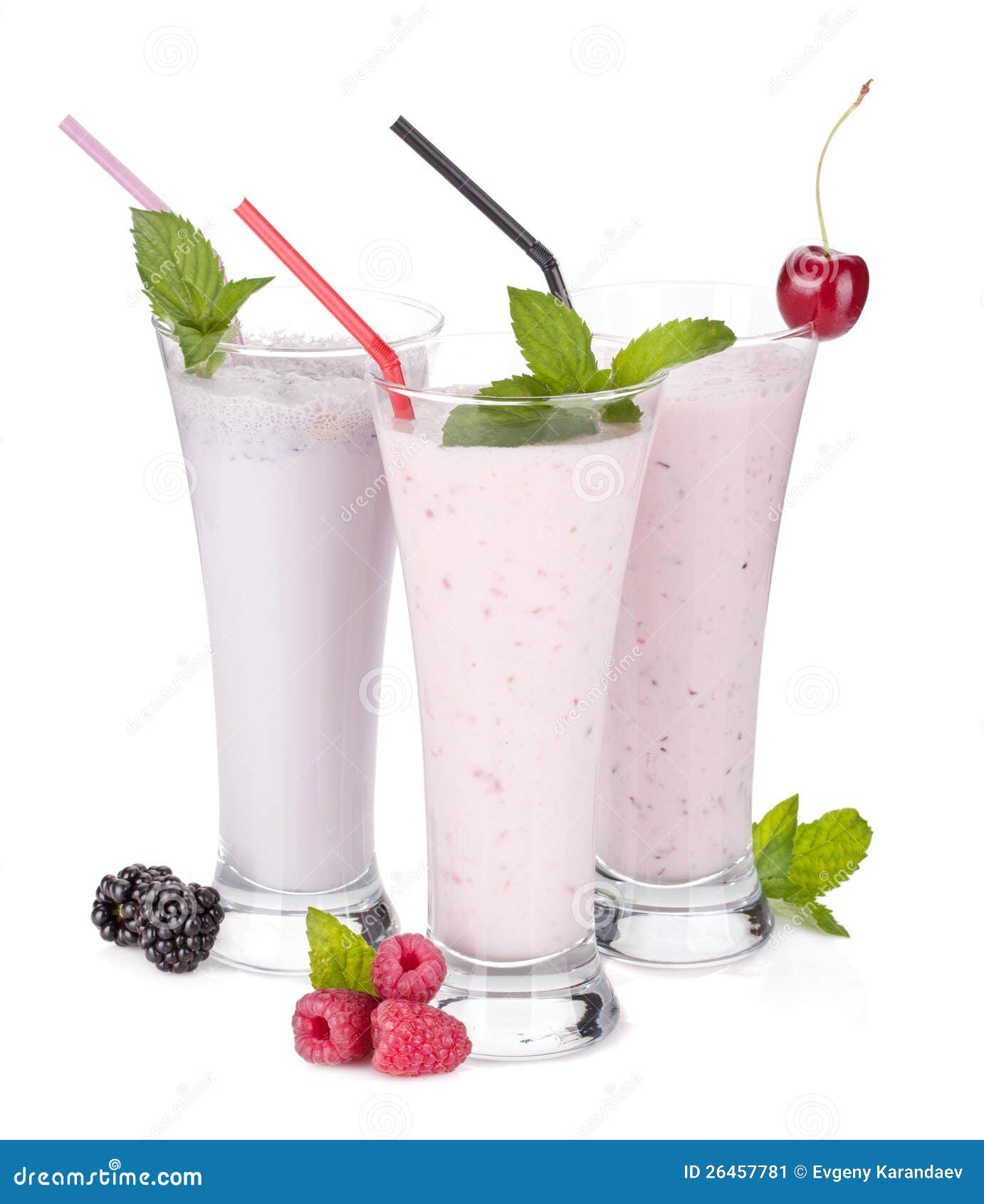 Blackberry, Raspberry And Cherry Milk Smoothie Wit Stock Image Image