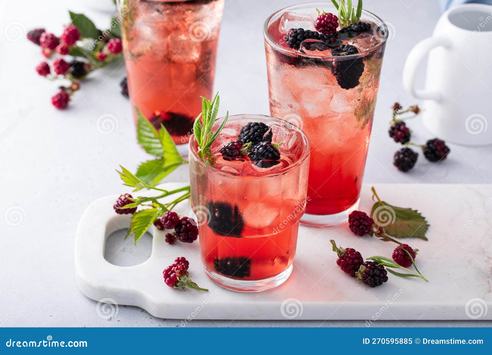 Blackberry and Rosemary Cocktail, Refreshing Summer Drink Stock Image