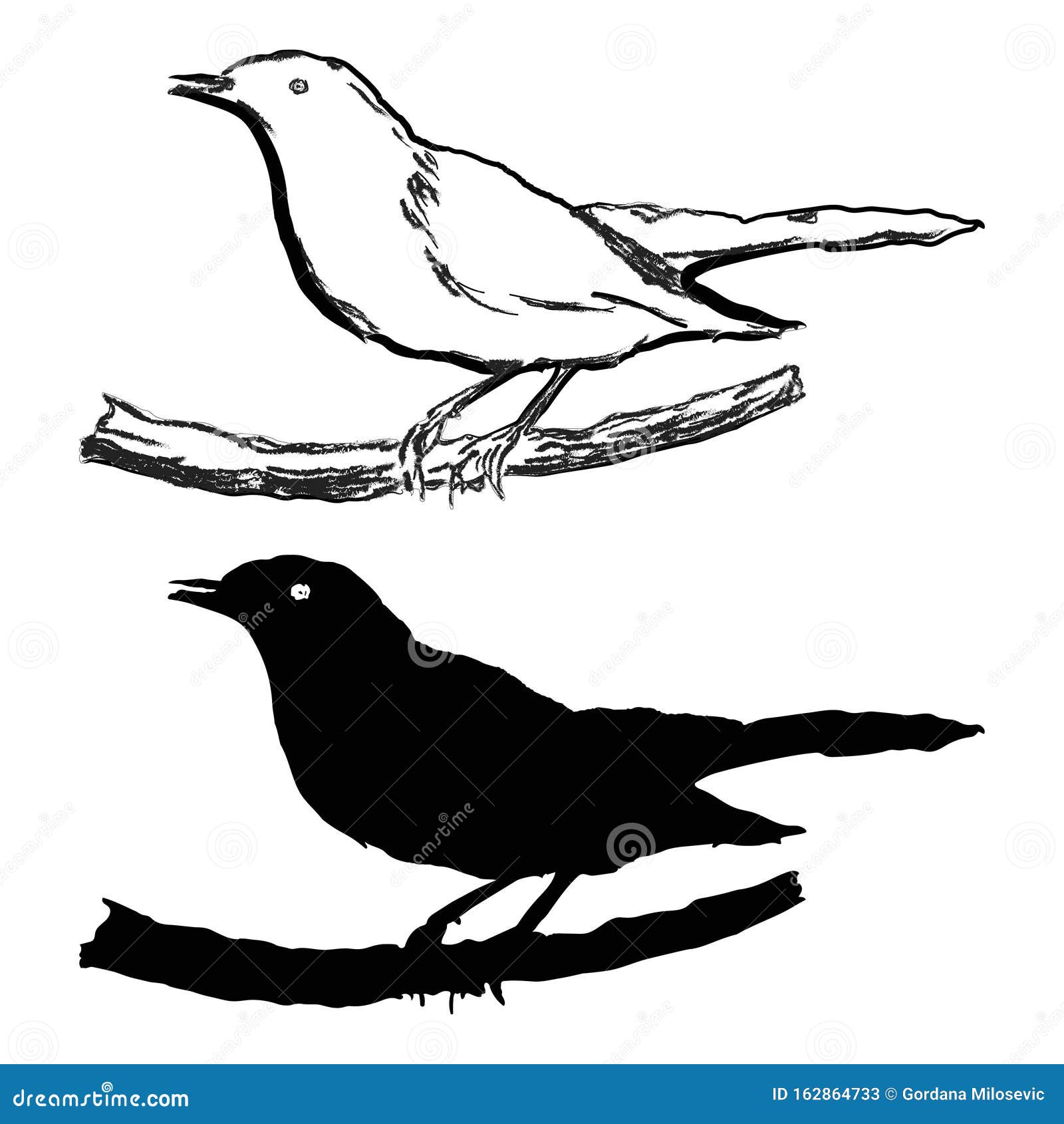 Raven Flying Side Tattoo stock illustration. Illustration of charcoal -  104383504