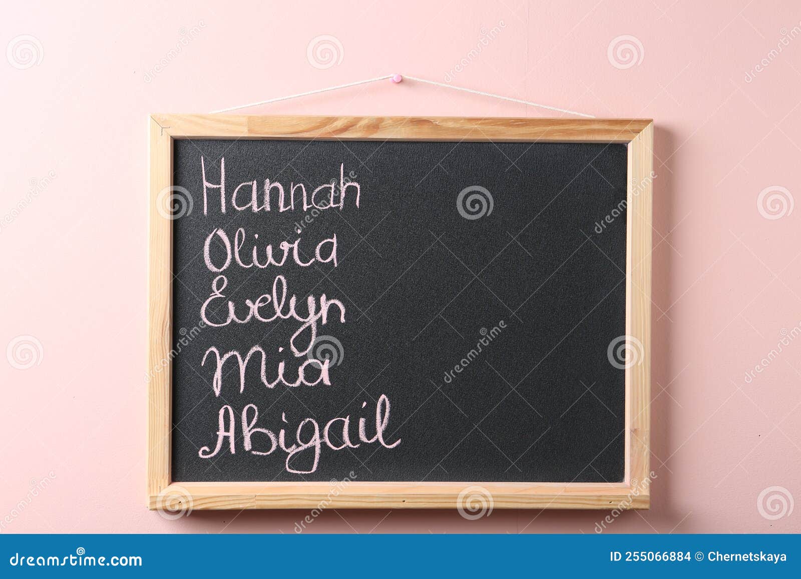Blackboard with Baby Names Hanging on Wall Stock Photo Image of