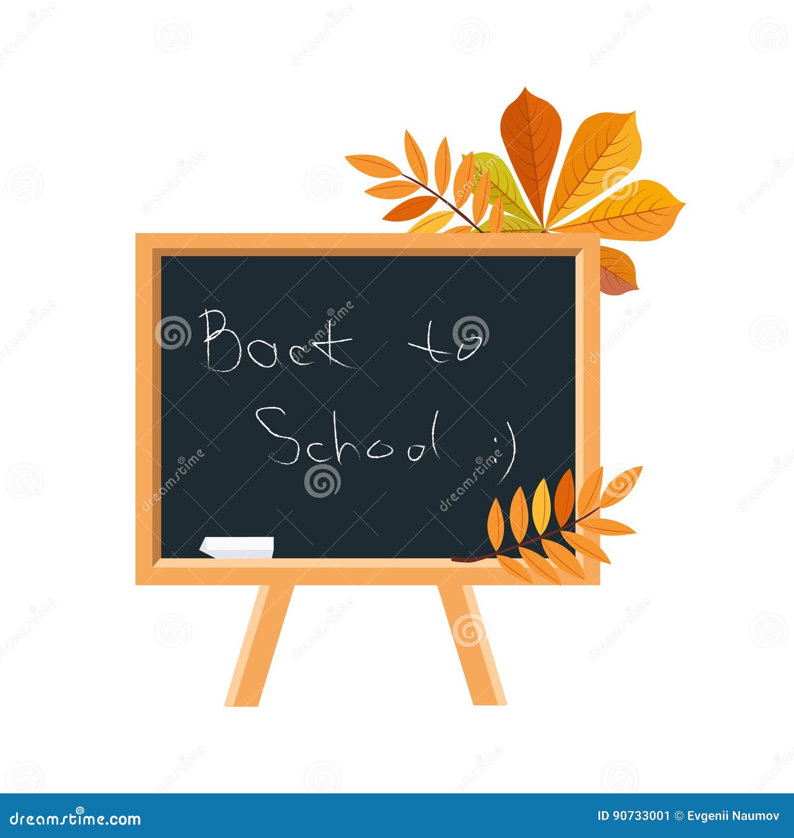 Blackboard, Chalk and Fallen Leaves, Set of School and Education Related  Objects in Colorful Cartoon Style Stock Vector - Illustration of object,  cute: 90733001