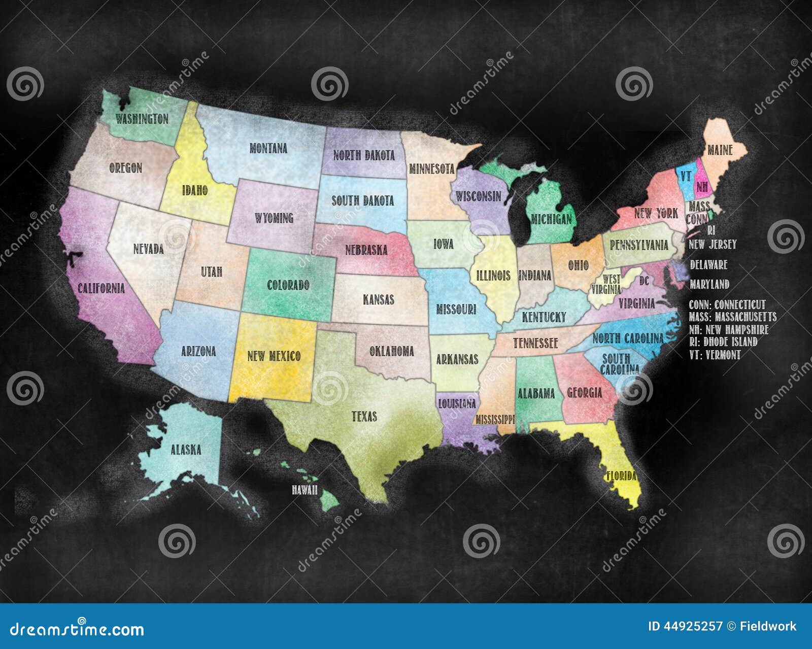 blackboard or chalkboard u.s.a. american states map