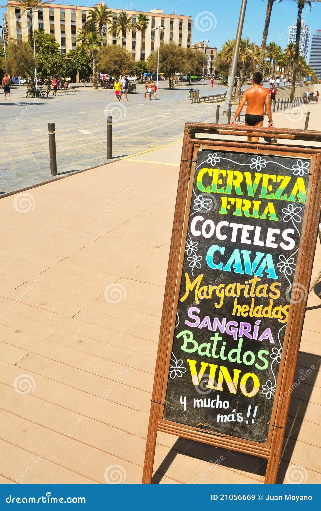 Blackboard with Drinks in Barcelona, Spain Editorial Stock Image
