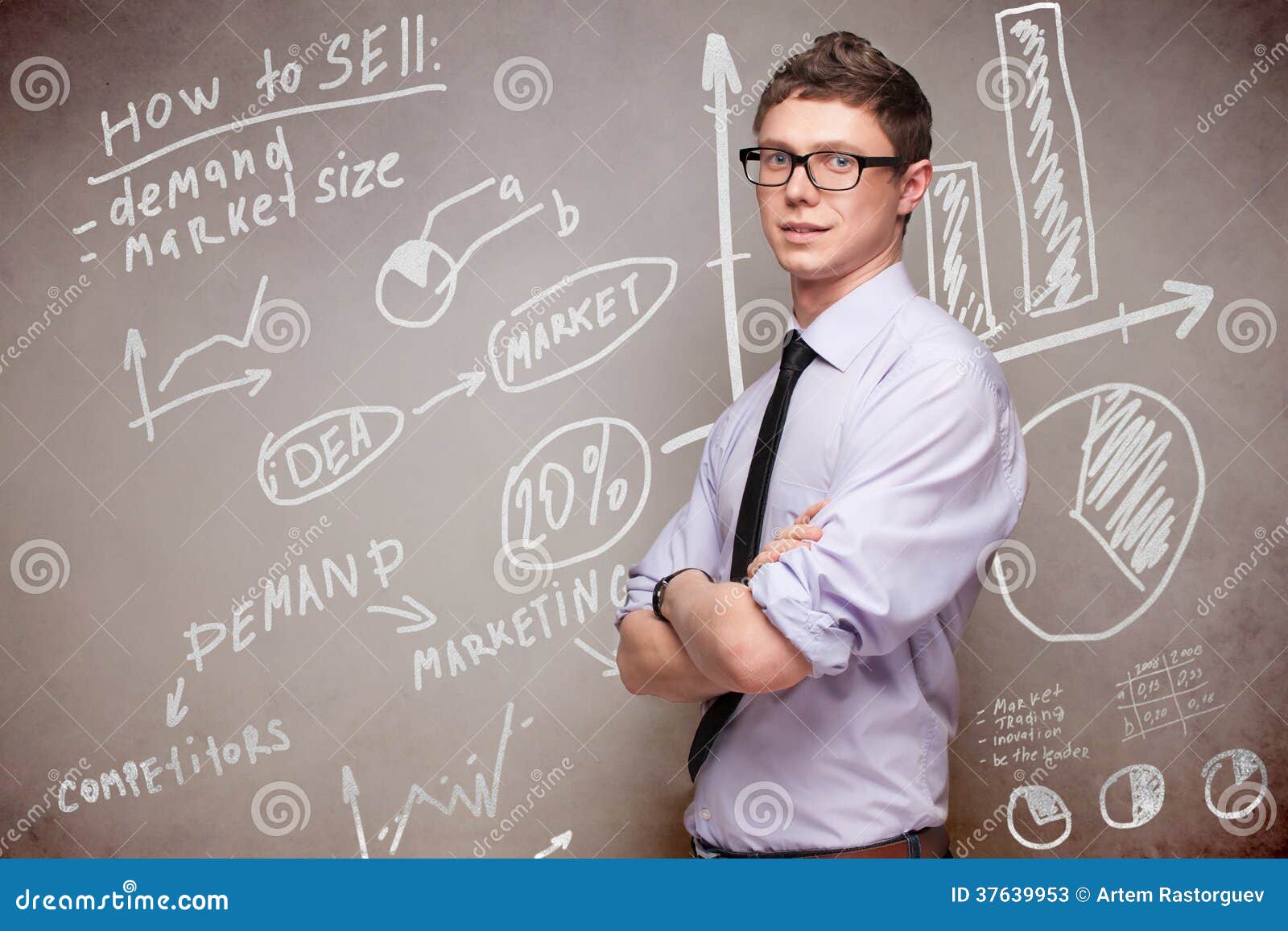 Blackboard with Economic Graphs Stock Image Image of market, draw