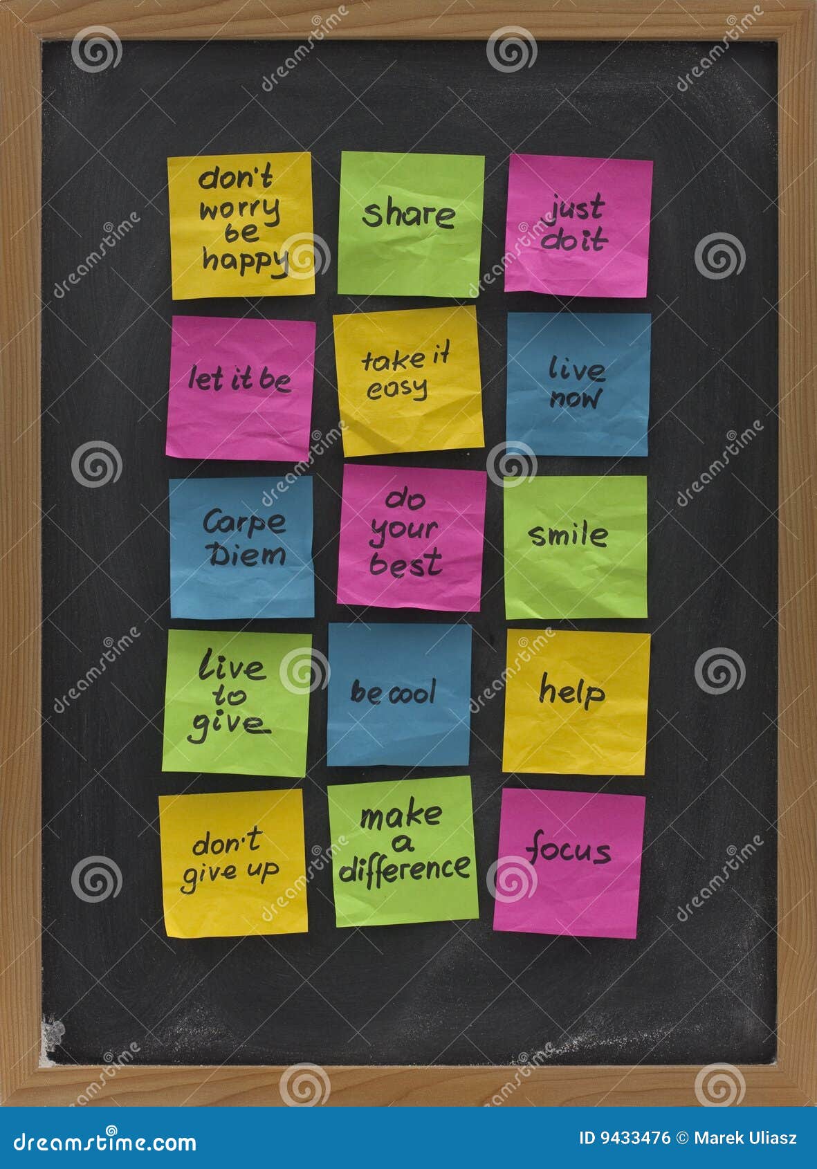 Blackboard With Motivational Reminders Stock Photo - Image 