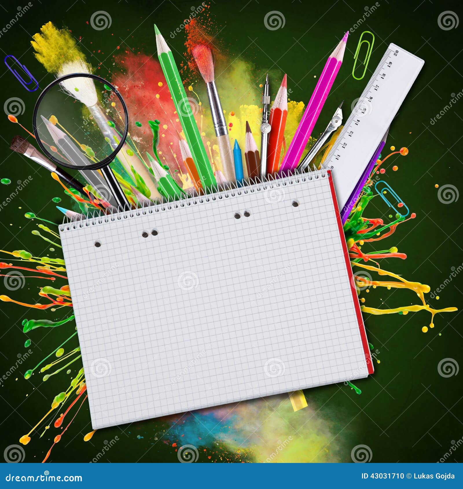 Blackboard with School Supplies Stock Illustration Illustration of