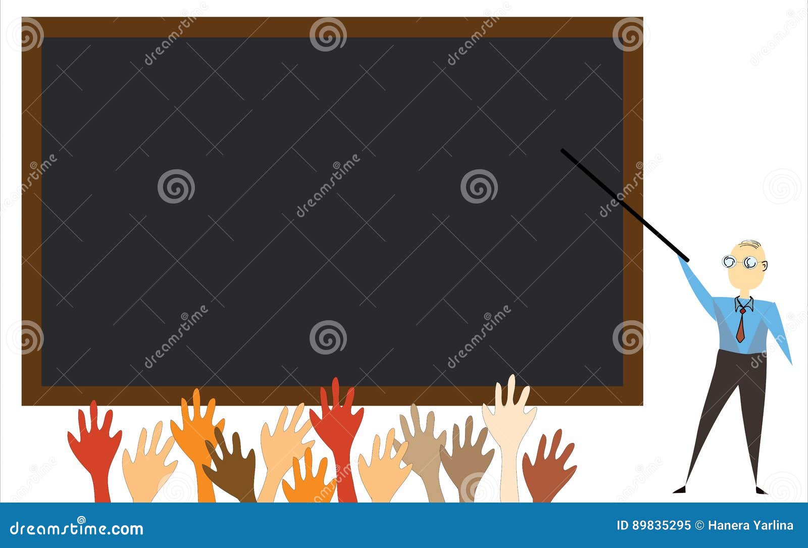 Blackboard With Teacher Illustration Stock Illustration Illustration Of Raising Presentation 89835295