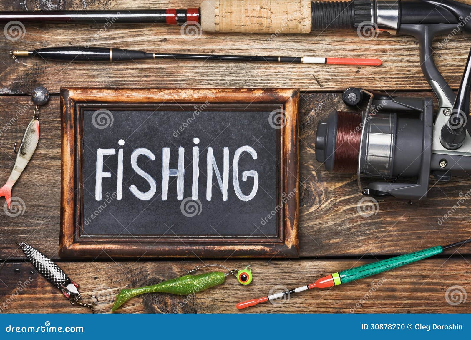 Blackboard with the Word Fishing Stock Photo Image of macro, spinning