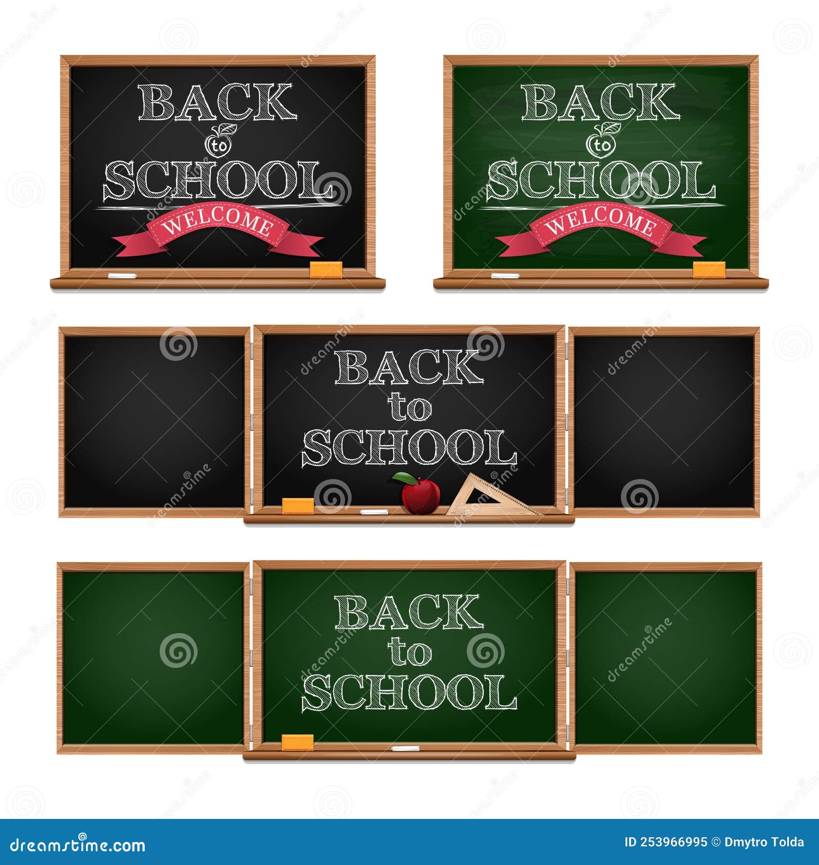 Blackboards Set for the Day of Knowledge Stock Vector Illustration of
