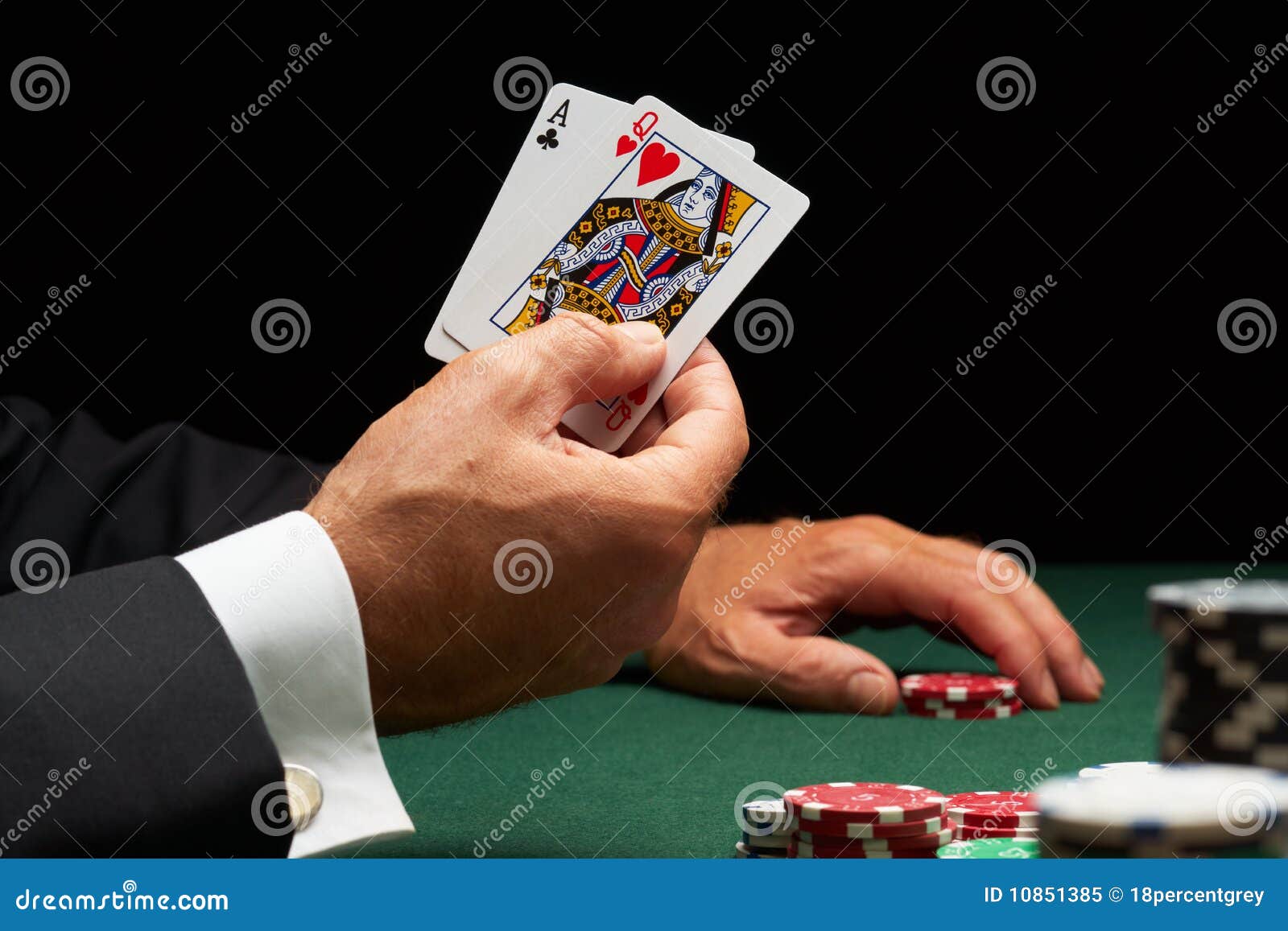 Blackjack Hand of Cards and Casino Chips Stock Image Image of cards