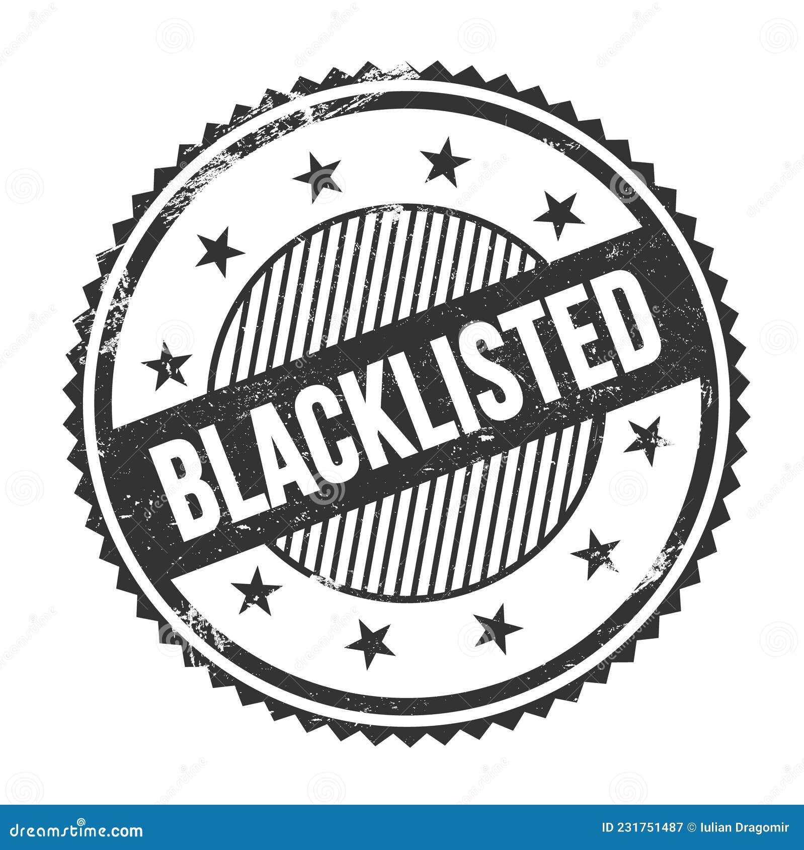 BLACKLISTED Word on Black Round Stamp Stock Illustration Illustration of stamp, logo 231751487