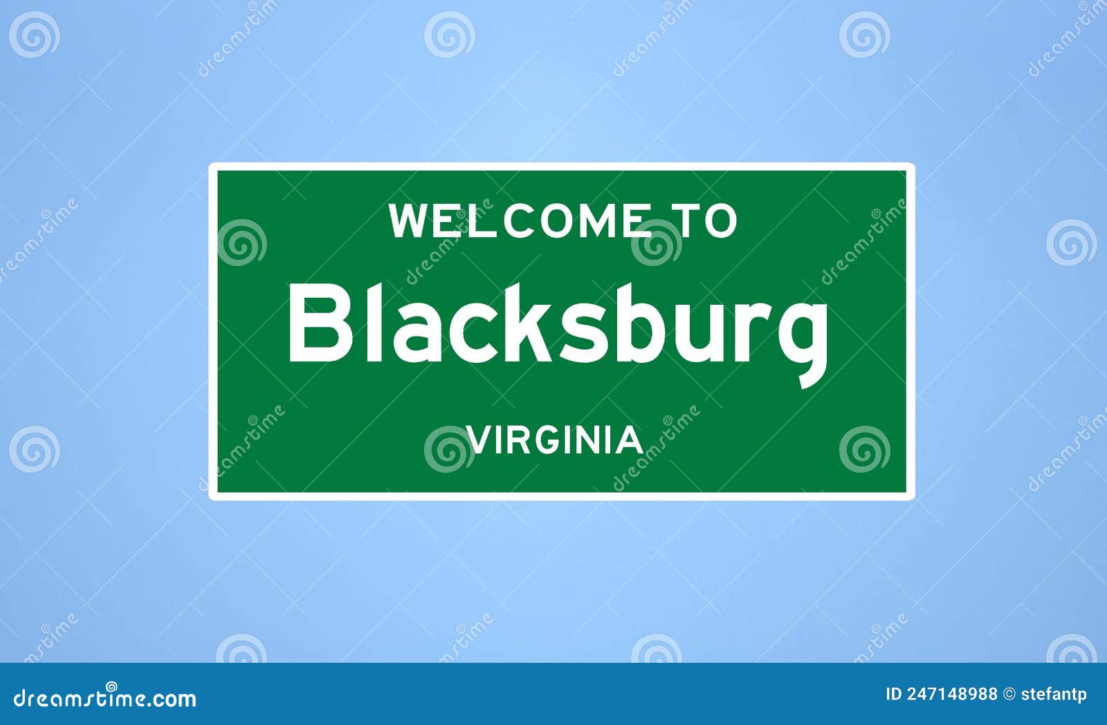 blacksburg, virginia city limit sign. town sign from the usa.