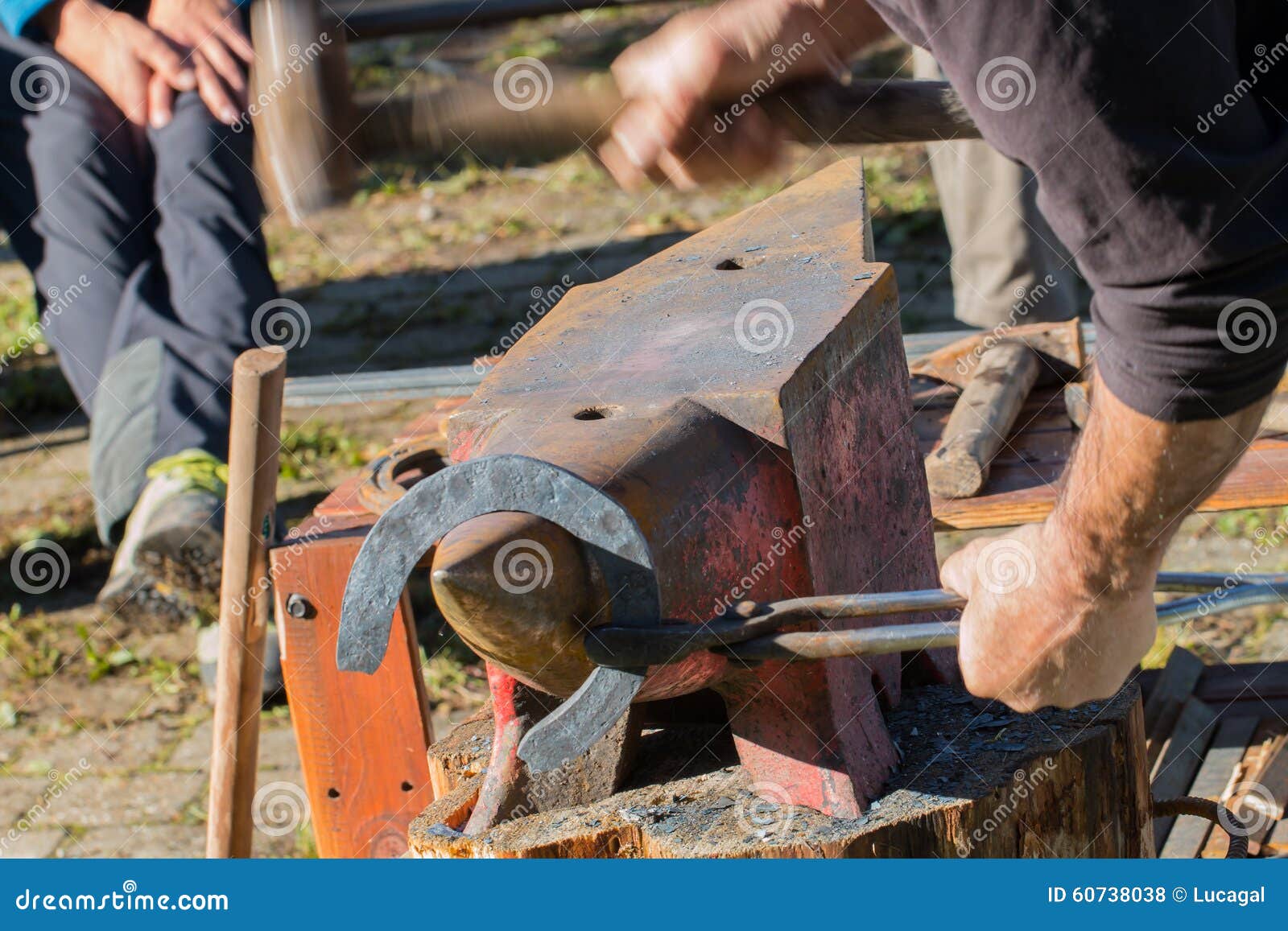 Blacksmith an Horse Shoe on Anvil Stock Photo Image of