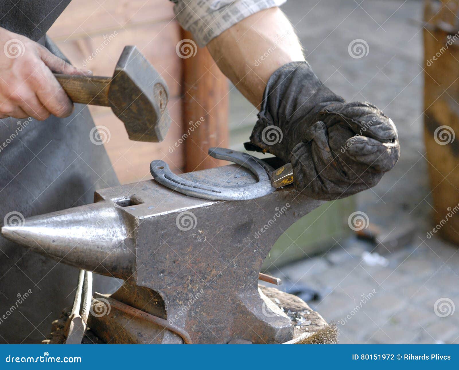Blacksmith make horseshoe stock photo. Image of equipment 80151972