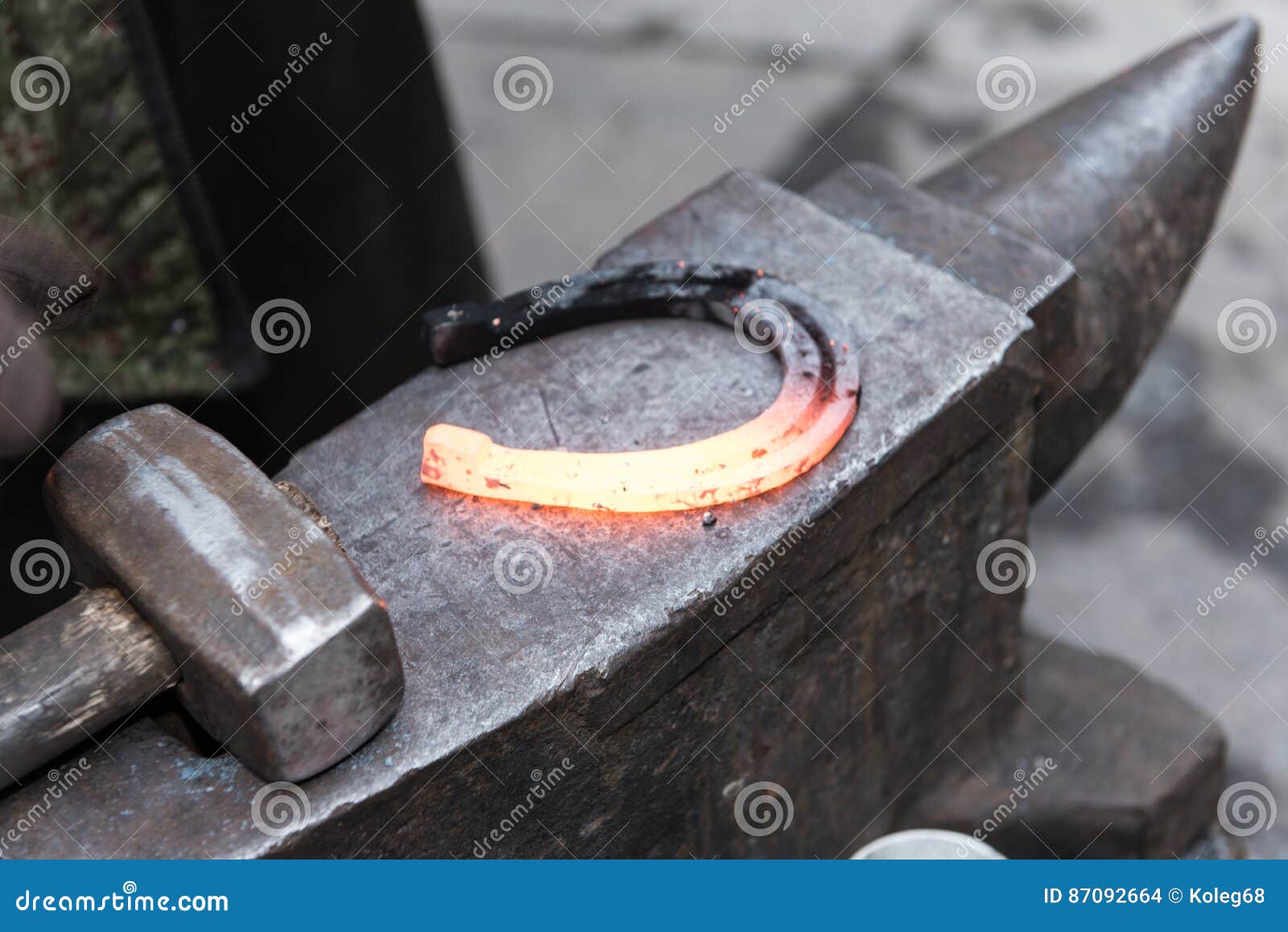 Blacksmith Makes Horseshoe by Tools Stock Photo Image of heat