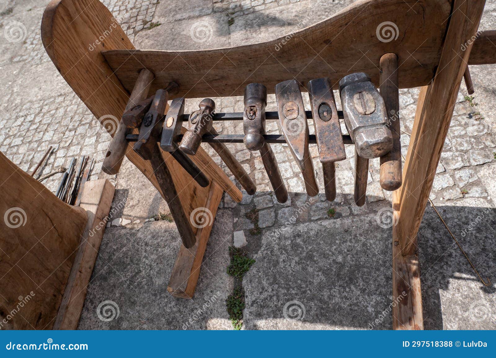 The Craftsman S Old Hammers Stock Photo Image of blacksmith, carving