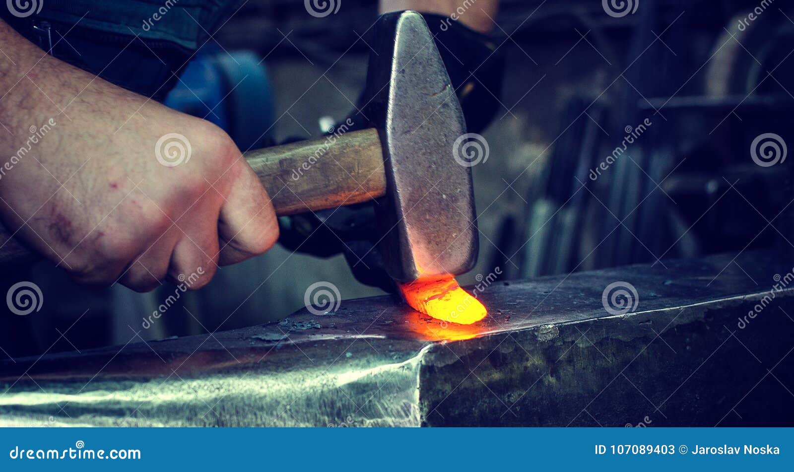 Blacksmith at work stock image. Image of gear, hand 107089403