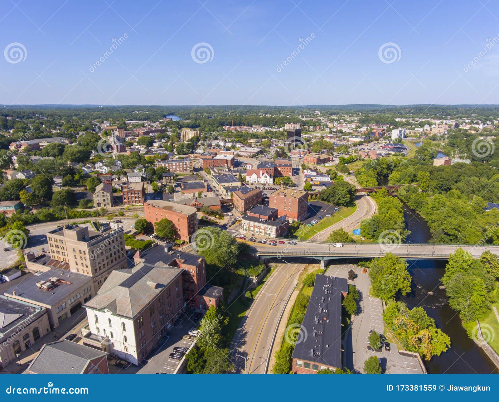 Woonsocket Downtown Aerial View, Rhode Island, USA Stock Image Image