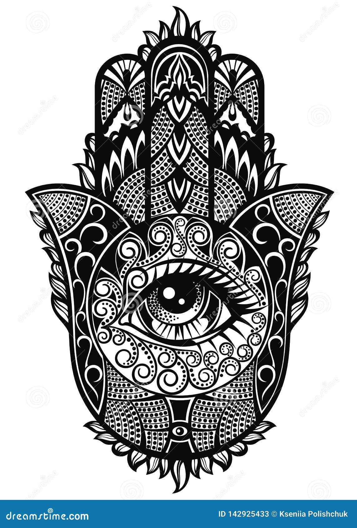 Hamsa, Hand of Fatima, Vector Illustration Stock Vector - Illustration ...