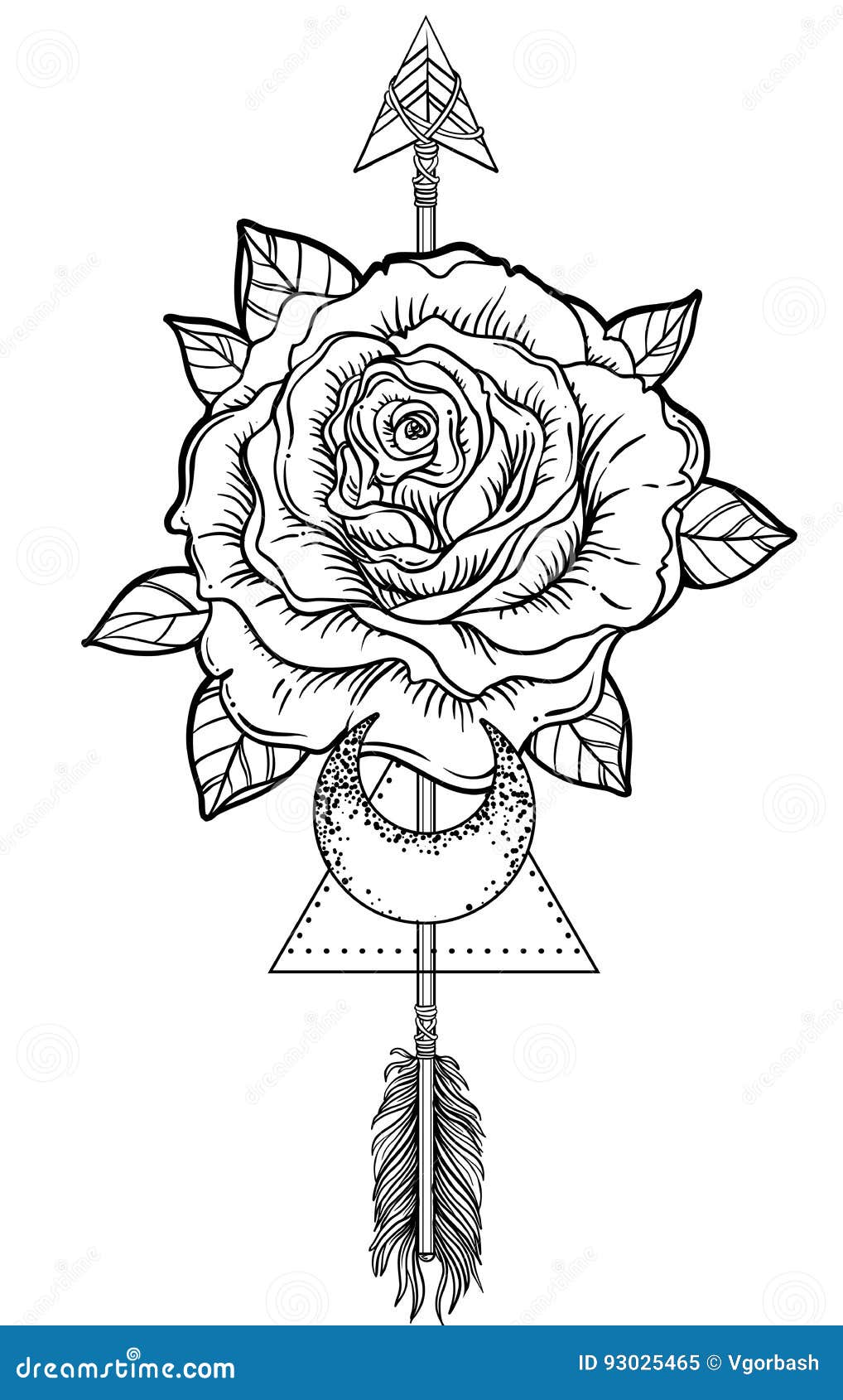 Hand Drawn Boho Style Arrow Rose Stock Vector Royalty Free 537849061   Shutterstock