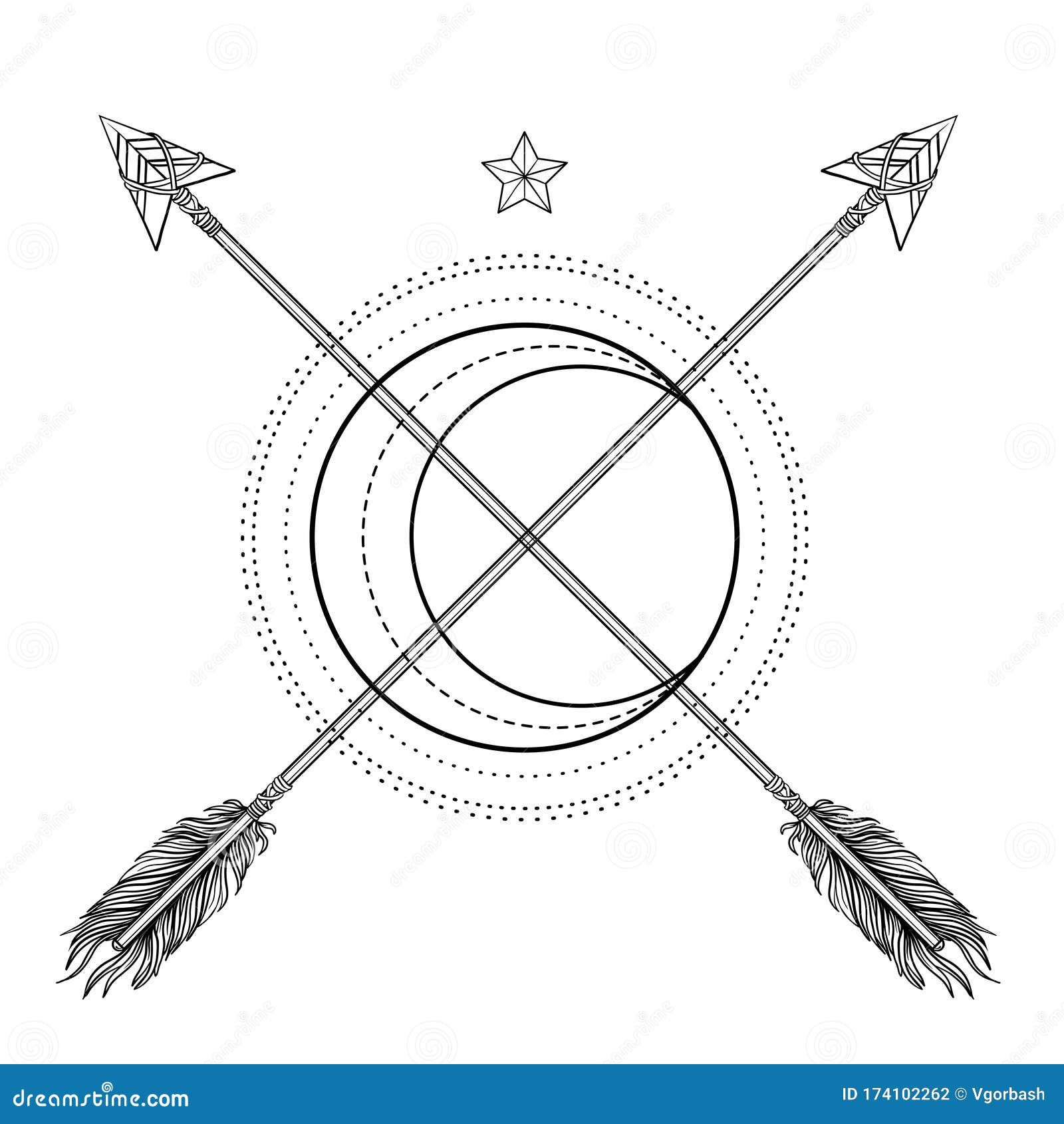 Blackwork Tattoo Flash. Sacred Geometry, Arrow and Moon. Highly Detailed  Vector Illustration Isolated on White Stock Vector - Illustration of  isolated, nature: 174102262