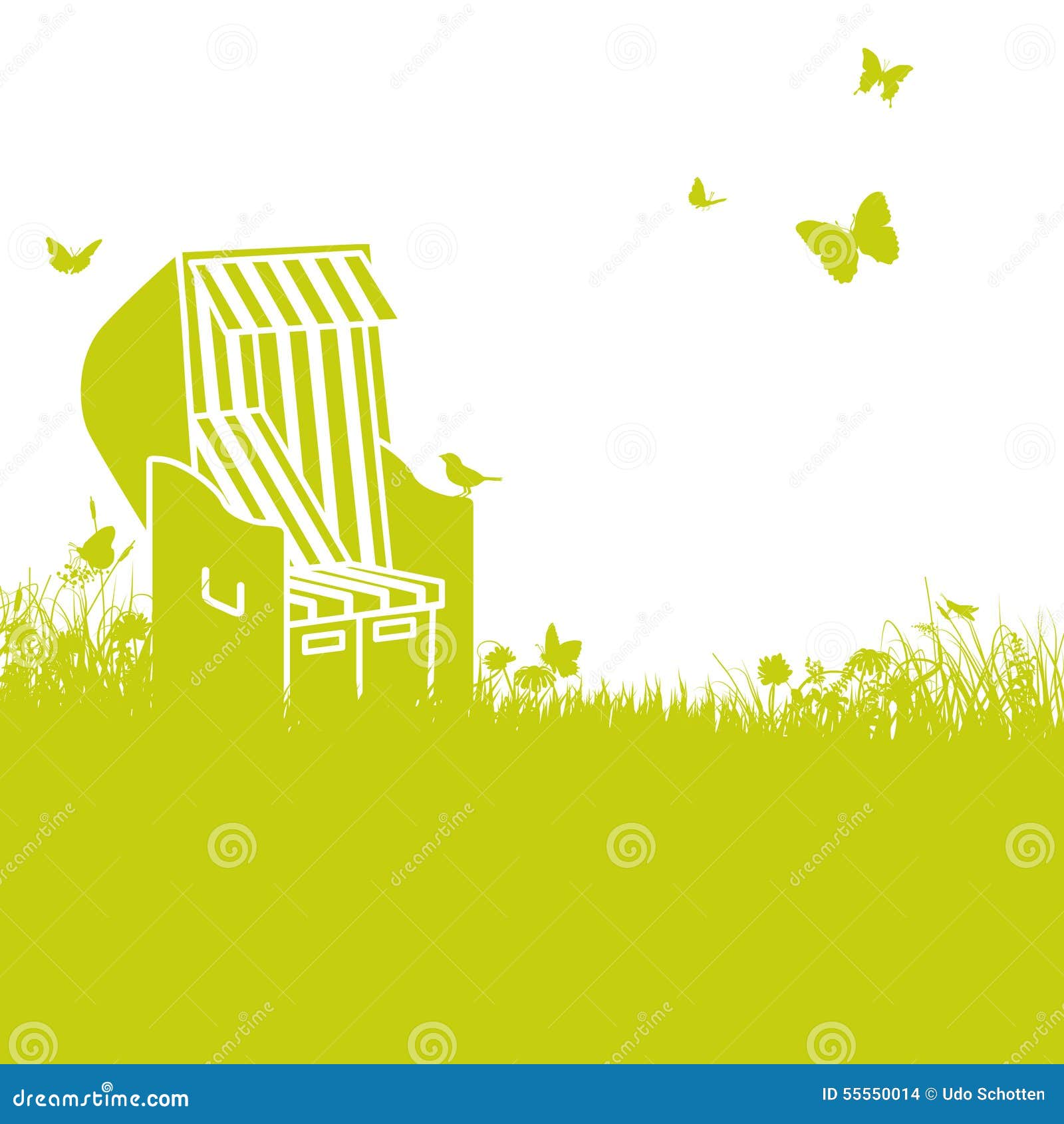 Blades of Grass and Beach Chair Stock Vector Illustration of pause