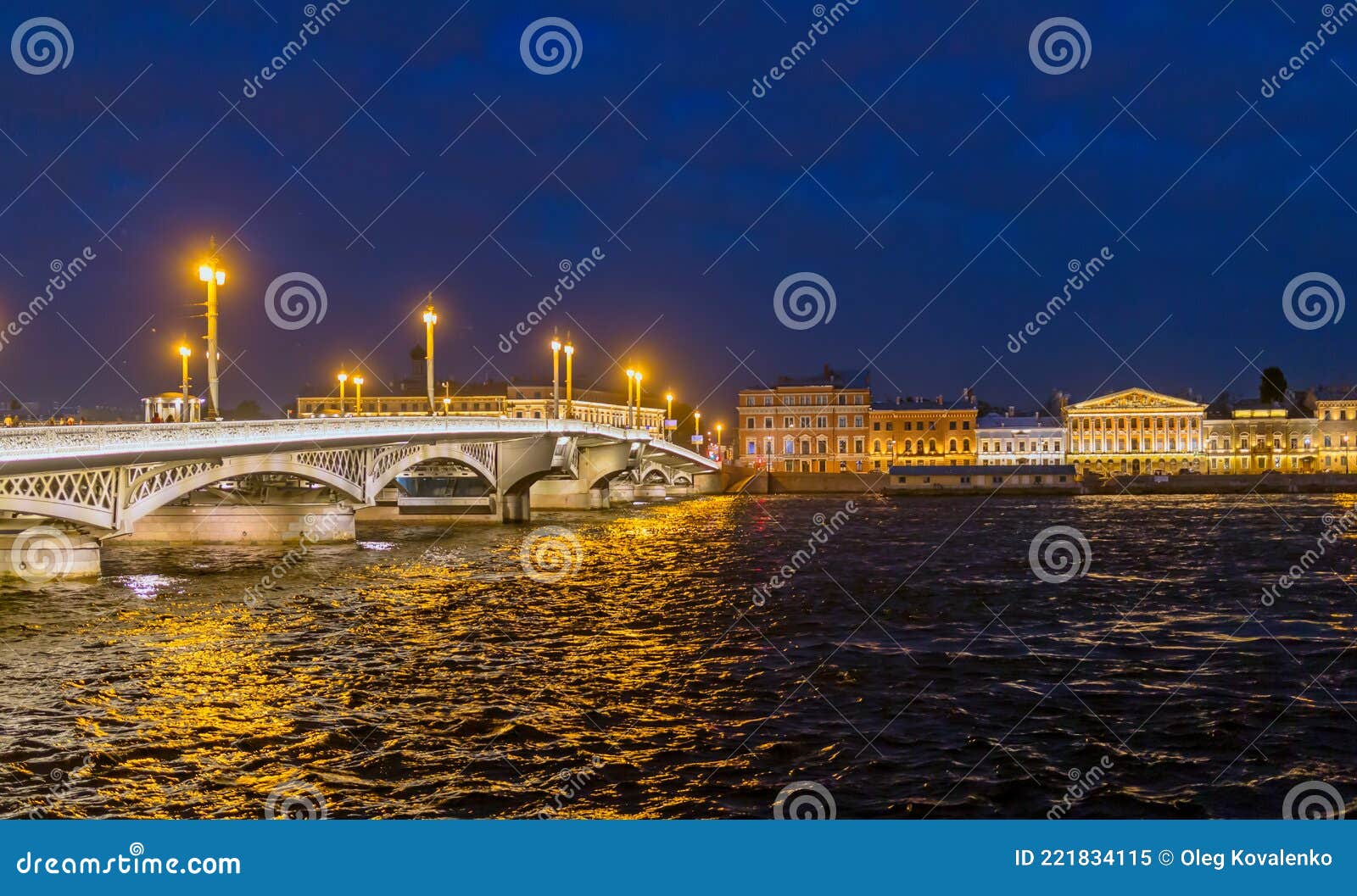 blagoveshchensky bridge at white night. saint petersburg, russia