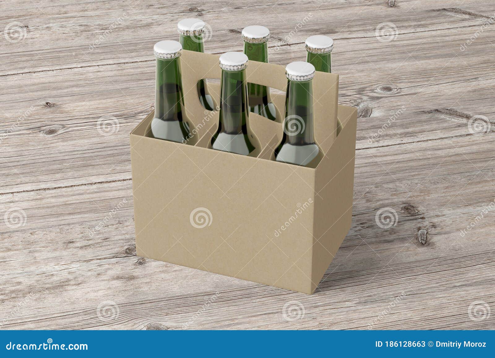 Blanco Bierverpakking Met Groene Flessen Stock Illustratie - Illustration  of doos, verpakking: 186128663