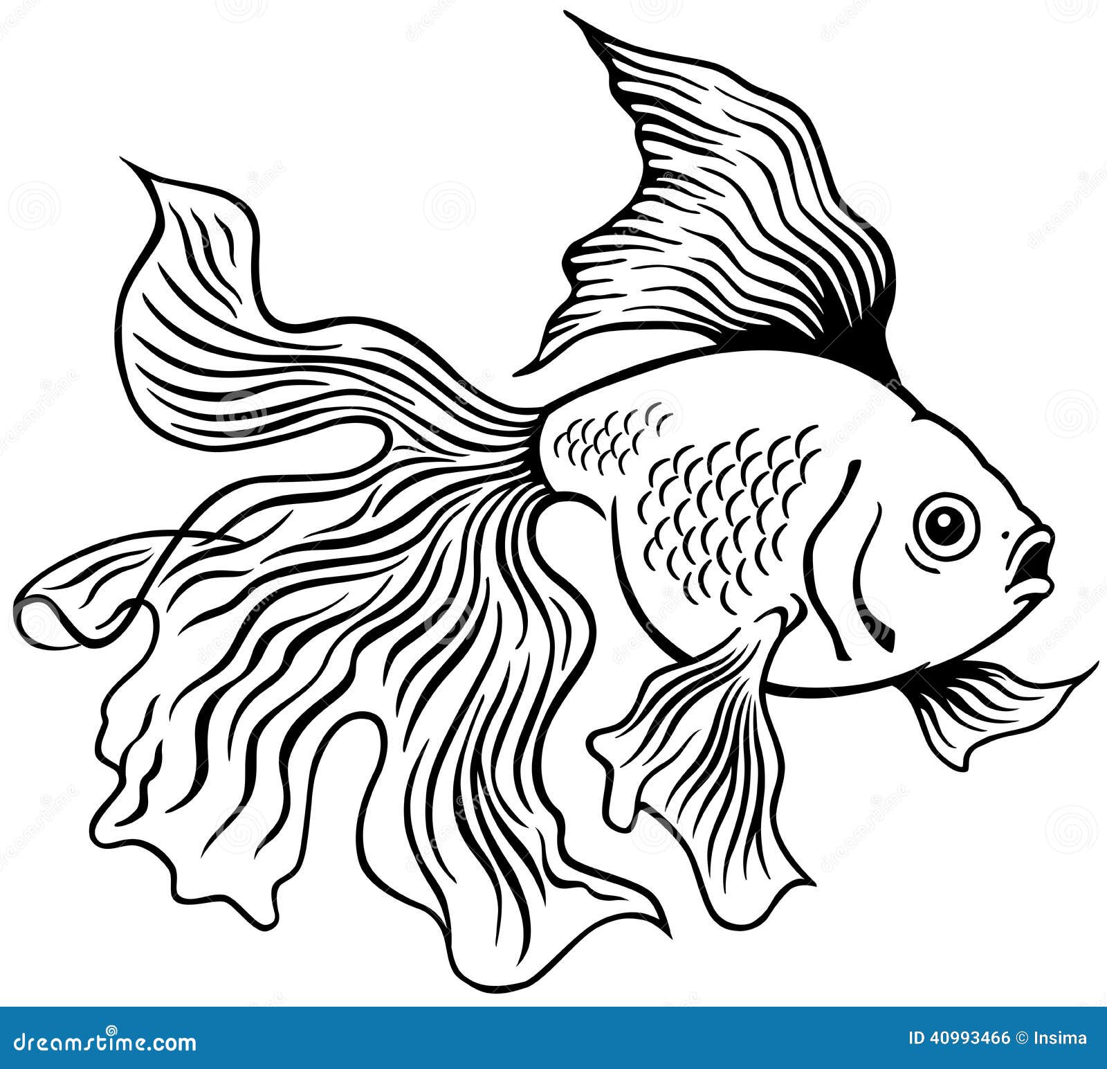 Blanco Negro Del Pez De Colores Ilustración del Vector - Ilustración de