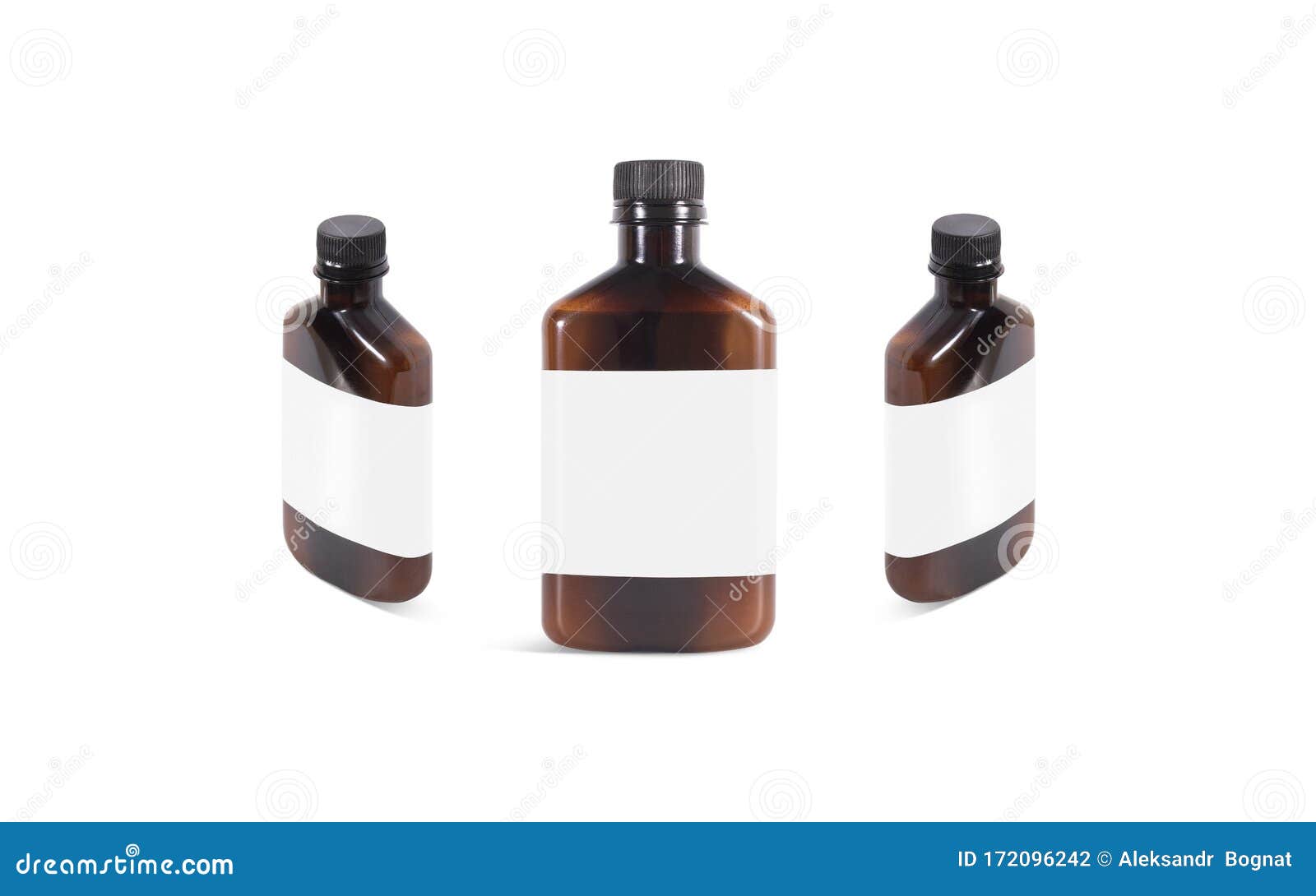 Download Blank Amber Plastic Bottle With White Label Mockup, Front ...