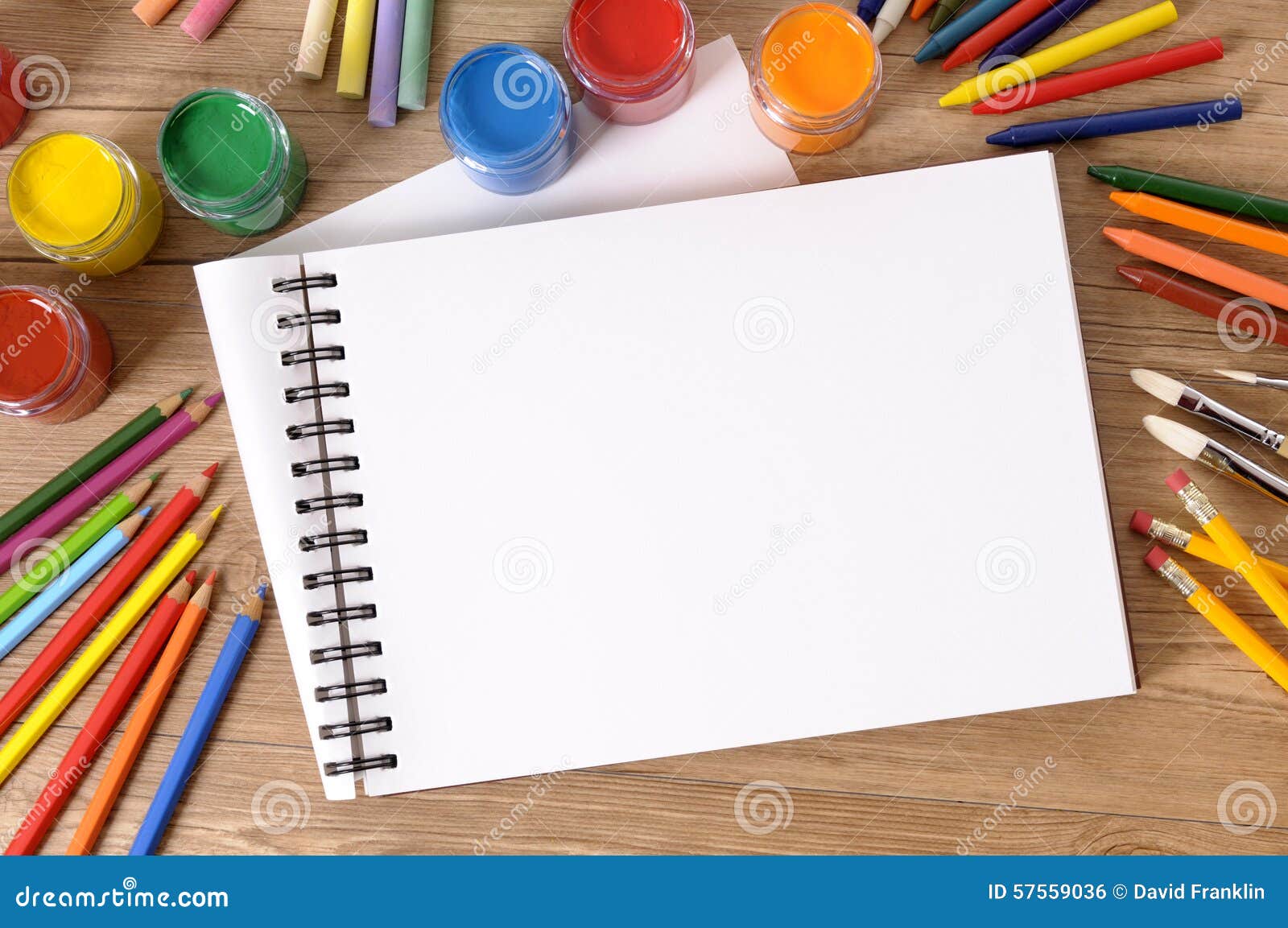 Spiral sketch pad and color pencils template image. Good copy space. Back  to school, homework, hand drawing artist concept Stock Photo - Alamy