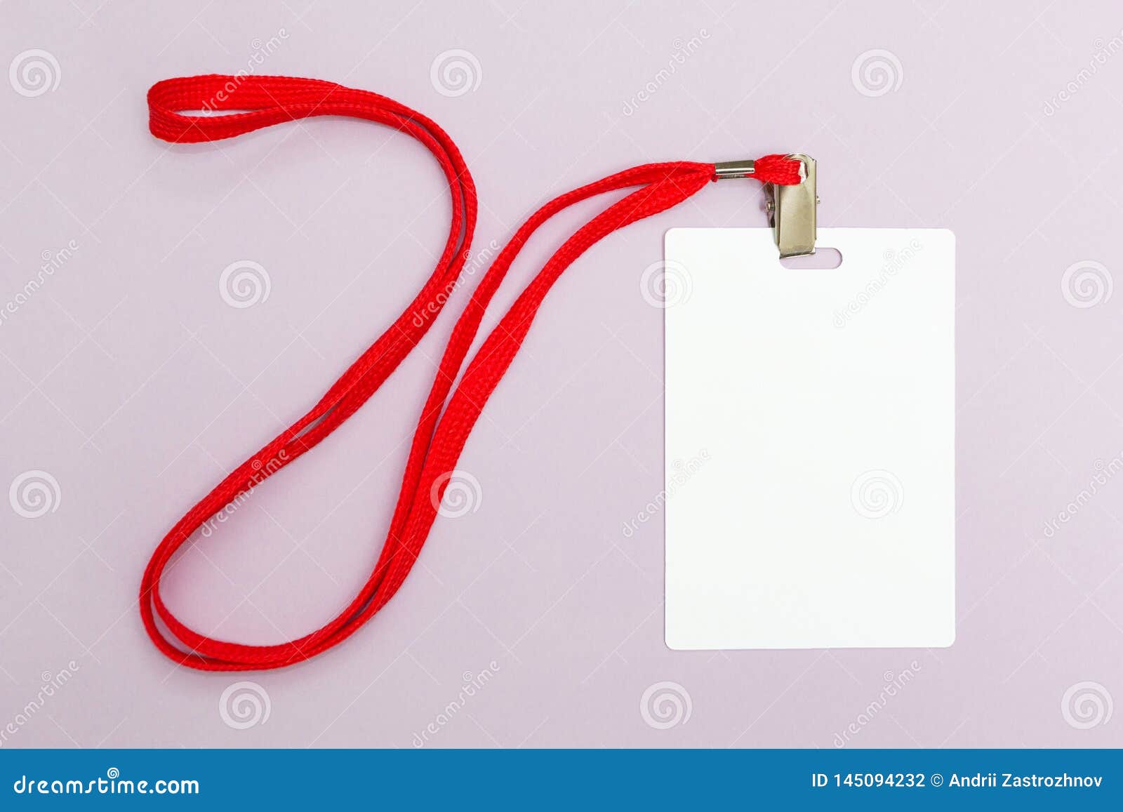 Download Blank Badge Mockup On Pink Background Plain Empty Name Tag Mock Up Hanging On Neck With Red String Stock Photo Image Of Plastic Neck 145094232