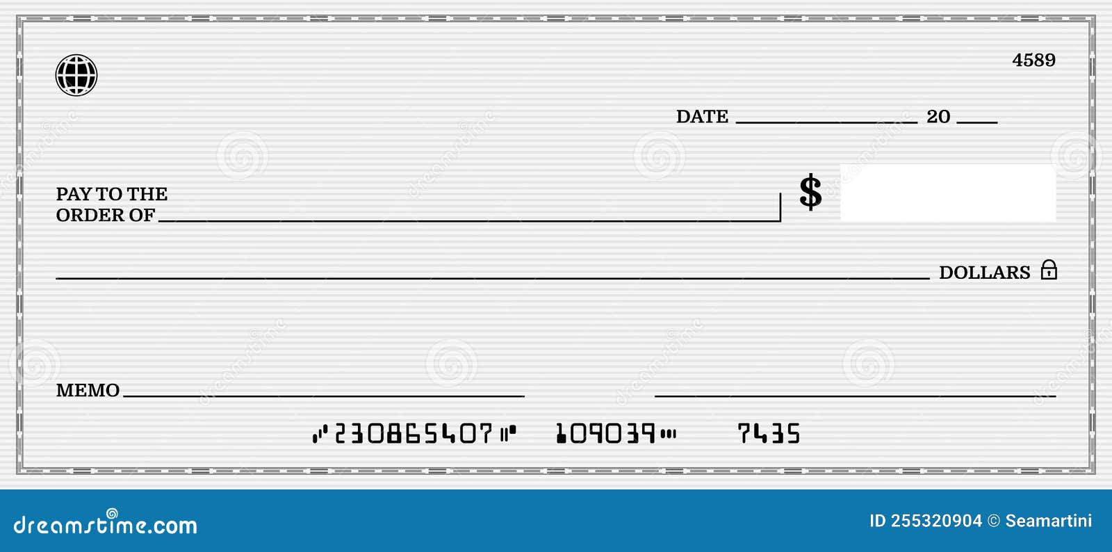 Blank Bank Check, Checkbook Cheque for Dollars Stock Vector ...