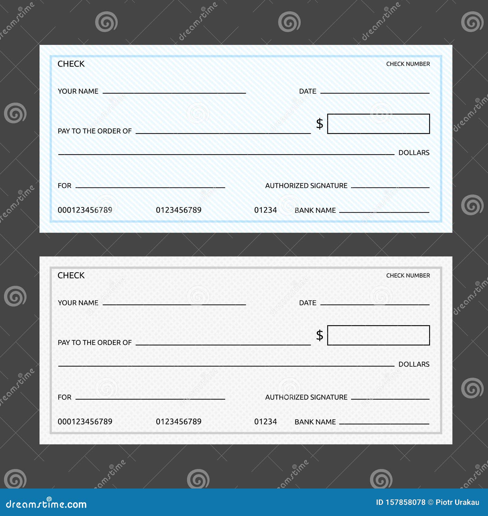 Blank Banking Checks Template Stock Vector - Illustration of elegant ...