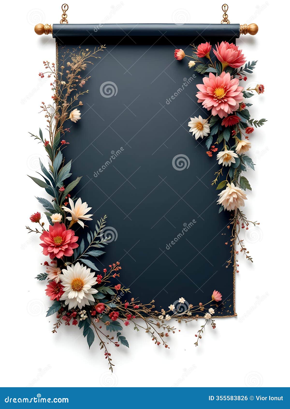 blank banner witg flower frame detailed illustrated