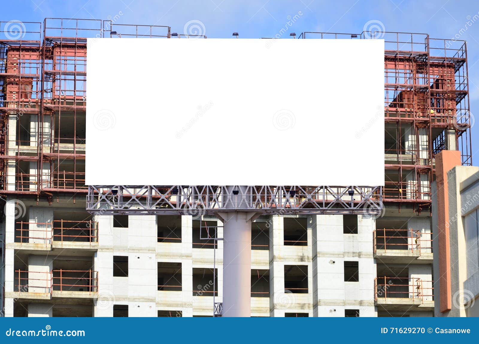 Blank Billboard for Advertisement on the Construction Site Stock Photo
