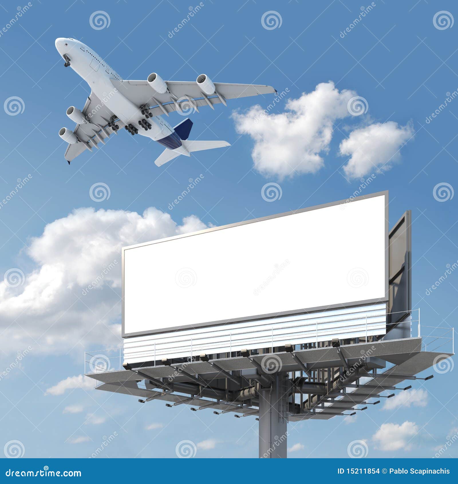 Blank Billboard with Airplane on Stock Illustration - Illustration of ...